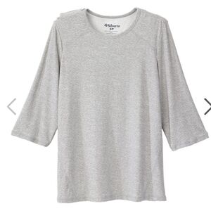 SILVERTS | Women's Light Heather Grey Assisted Living Open Back  Crew Neck Top